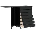 Armoire roulante avec bureau MOSS noir bois de pin solide