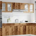 Armoire en verre suspendue vieux bois 40x31x60 cm