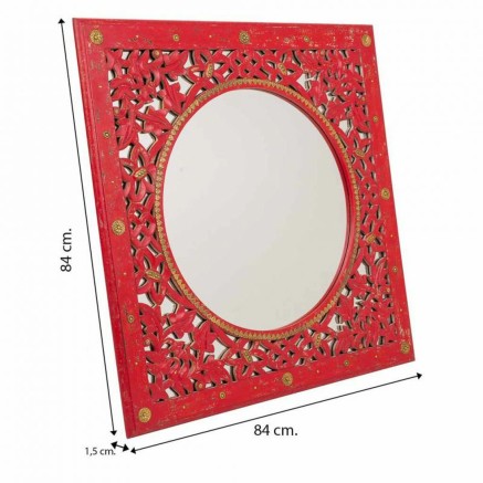 Specchio da parete Alexandra House Living Rosso 1 x 84 x 84 cm Rettang 2