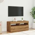 Meuble TV avec lumières LED chêne artisanal bois d'ingénierie