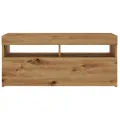 Meuble TV avec lumières LED chêne artisanal bois d'ingénierie