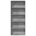Bibliothèque gris béton 80x30x189 cm bois d'ingénierie