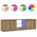 Meuble TV avec lumières LED chêne artisanal bois d'ingénierie