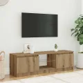 Meuble TV avec lumières LED chêne artisanal bois d'ingénierie