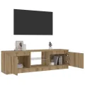 Meuble TV avec lumières LED chêne artisanal bois d'ingénierie