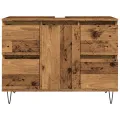 Armoire de salle de bain vieux bois 80x33x60 cm bois ingénierie