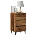 Table de chevet avec pieds en métal vieux bois 40x35x69 cm
