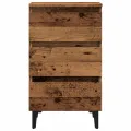 Table de chevet avec pieds en métal vieux bois 40x35x69 cm