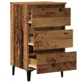 Table de chevet avec pieds en métal vieux bois 40x35x69 cm