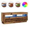 Meuble TV avec lumières LED vieux bois bois d'ingénierie