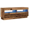 Meuble TV avec lumières LED vieux bois bois d'ingénierie
