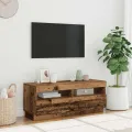 Meuble TV avec lumières LED vieux bois bois d'ingénierie
