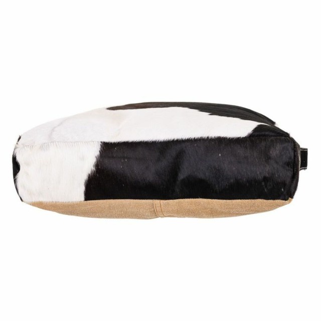 Cushion Alexandra House Living White Black Leather 10 x 48 x 48 cm