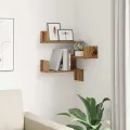 Étagère d'angle murale vieux bois 40x40x49,5 cm bois ingénierie
