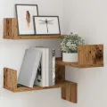 Étagère d'angle murale vieux bois 40x40x49,5 cm bois ingénierie