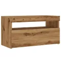Meuble TV avec lumières LED chêne artisanal bois d'ingénierie