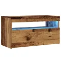 Meuble TV avec lumières LED vieux bois bois d'ingénierie
