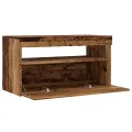 Meuble TV avec lumières LED vieux bois bois d'ingénierie