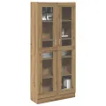 Buffet haut chêne artisanal 82,5x30,5x185 cm bois d'ingénierie