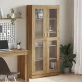 Buffet haut chêne artisanal 82,5x30,5x185 cm bois d'ingénierie