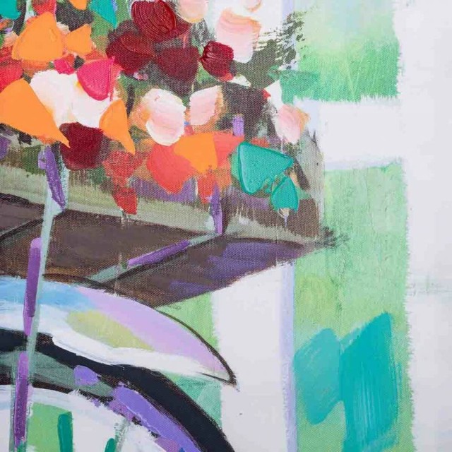 Schilderij Alexandra House Living Bike Canvas Sparrenhout 90 x 3 x 30