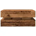 Table basse avec lumières LED vieux bois 90x50x40 cm