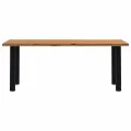 Table à manger marron clair bois de chêne massif rectangulaire