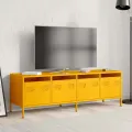 Meuble TV jaune moutarde 135x39x43,5 cm acier laminé à froid