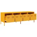 Meuble TV jaune moutarde 135x39x43,5 cm acier laminé à froid