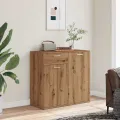 Buffet chêne artisanal 80x36x75 cm bois d'ingénierie