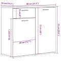 Buffet chêne artisanal 80x36x75 cm bois d'ingénierie