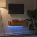 Meuble TV avec éclairage LED vieux bois 60x35x15,5 cm