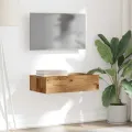 Meuble TV avec éclairage LED vieux bois 60x35x15,5 cm