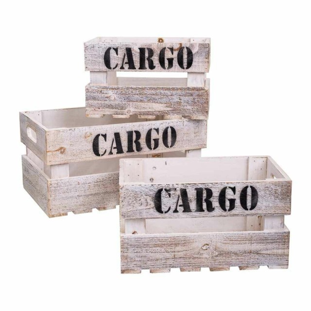 Opslagdozen Alexandra House Living CARGO Wit Sparrenhout 24 x 19 x 38