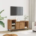 Meuble TV chêne artisanal 100x35x55 cm bois d'ingénierie