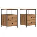 Tables de chevet 2 pcs chêne artisanal bois d'ingénierie