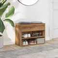 Banc à chaussures chêne artisanal 60x30x45 cm bois d'ingénierie