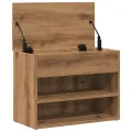 Banc à chaussures chêne artisanal 60x30x45 cm bois d'ingénierie
