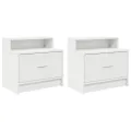 Table de chevet avec tiroir 2 pcs blanc 51x31x47 cm