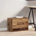 Armoire avec 2 tiroirs vieux bois 60x31x40 cm bois d'ingénierie