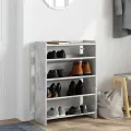 Étagère à chaussures gris béton 60x25x62 cm bois d'ingénierie