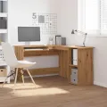 Bureau d'angle chêne artisanal 120x140x75 cm bois d'ingénierie