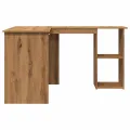 Bureau d'angle chêne artisanal 120x140x75 cm bois d'ingénierie