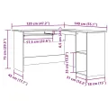 Bureau d'angle chêne artisanal 120x140x75 cm bois d'ingénierie