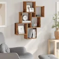 Étagère murale sous forme de cube vieux bois 78x15x93 cm