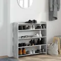 Étagère à chaussures gris béton 80x25x81 cm bois d'ingénierie