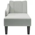 Fauteuil long avec accoudoir droit gris clair velours
