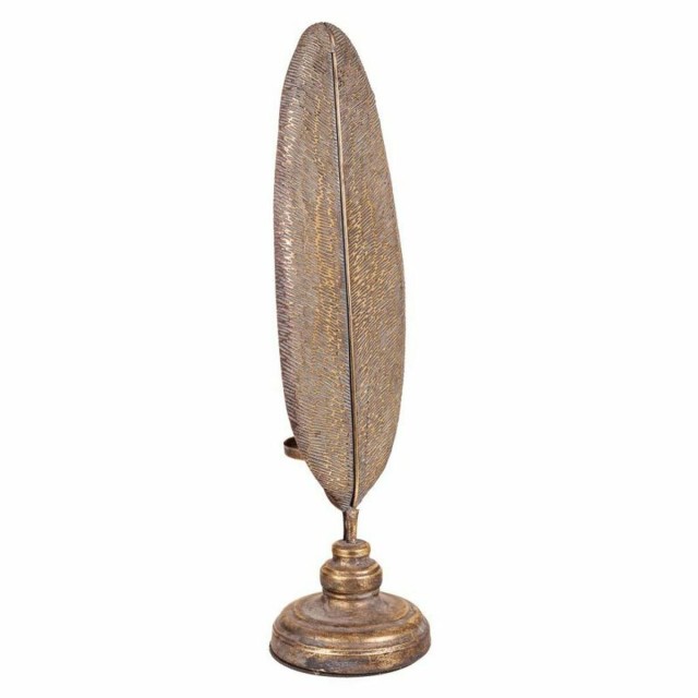 Candlestick Alexandra House Living Golden Iron 16 x 60 x 17 cm Feather