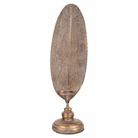 Candlestick Alexandra House Living Golden Iron 16 x 60 x 17 cm Feather