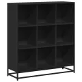 Bibliothèque noir 97,5x33x107,5 cm bois d'ingénierie et métal